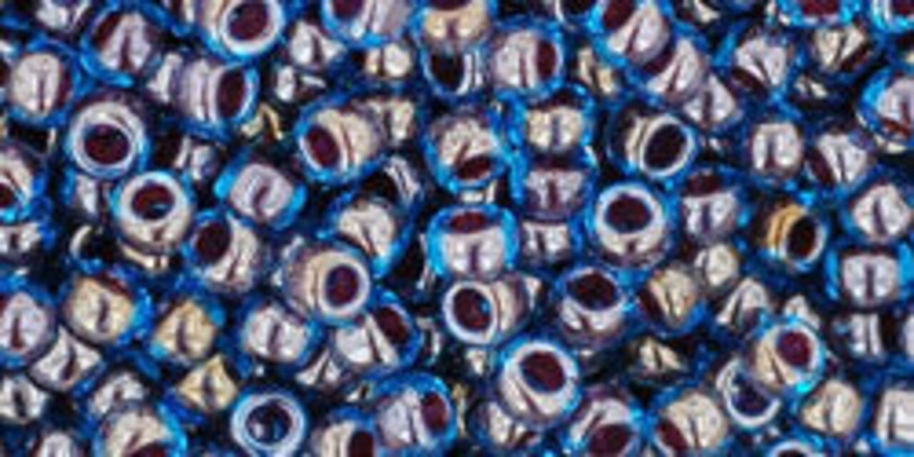 Toho 8/0 Round Japanese Seed Bead, #294, Inside Color Blue Raspberry, 17 grams